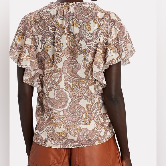 Intermix Carolina Paisley Silk Chiffon Top size S - Picture 3 of 16